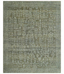 Custom Made Traditional Design Olive Hand Knotted Wool Area Rug