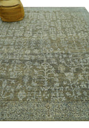 Custom Made Traditional Design Olive Hand Knotted Wool Area Rug