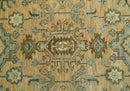Custom Made Traditional Geometrical Design Peach And Silver Hand Knotted wool area rug