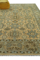 Custom Made Traditional Geometrical Design Peach And Silver Hand Knotted wool area rug
