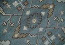 Custom Made Traditional Hand Knotted Blue, Ivory and Brown Oriental Oushak wool Area Rug