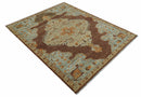 Custom Made Traditional Heriz Brown, Beige and Rust Hand Knotted wool area rug