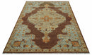 Custom Made Traditional Heriz Brown, Beige and Rust Hand Knotted wool area rug