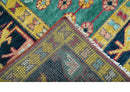 Custom Made Traditional Heriz Design Red And Green Hand Knotted Wool Rug
