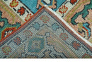 Custom Made Traditional Heriz Design Rust And Blue Hand Knotted Wool Rug