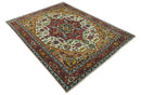Custom Made Traditional Heriz Design Rust And Ivory Hand Knotted Wool Rug