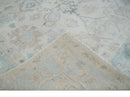 Custom Made Traditional Ivory and Silver Antique Style Oushak Hand knotted Wool Area Rug
