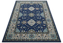Custom Made Traditional Oriental Design Blue And Beige Hand-Tufted Wool Area Rug