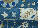 Custom Made Traditional Oriental Design Blue And Beige Hand-Tufted Wool Area Rug