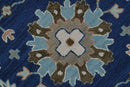 Custom Made Traditional Oriental Design Blue And Beige Hand-Tufted Wool Area Rug