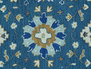 Custom Made Traditional Oriental Design Blue And Beige Hand-Tufted Wool Area Rug