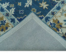 Custom Made Traditional Oriental Design Blue And Beige Hand-Tufted Wool Area Rug