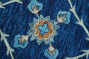 Custom Made Traditional Oriental Design Blue And Beige Hand-Tufted Wool Area Rug