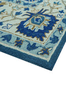 Custom Made Traditional Oriental Design Blue And Beige Hand-Tufted Wool Area Rug