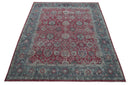Custom Made Traditional Oriental Design Red And Blue Hand Knotted Wool Area Rug