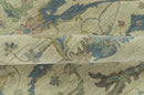 Custom Made Traditional Oushak Design Beige And Blue Hand Tufted Wool Area Rug