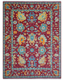 Custom Made Traditional Oushak Design Maroon Hand Knotted Wool Area Rug