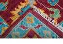 Custom Made Traditional Oushak Design Maroon Hand Knotted Wool Area Rug