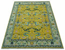 Custom Made Traditional Oushak Design mustard Hand Knotted Wool Area Rug