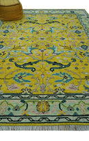 Custom Made Traditional Oushak Design mustard Hand Knotted Wool Area Rug