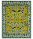 Custom Made Traditional Oushak Design mustard Hand Knotted Wool Area Rug
