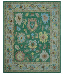 Custom Made Traditional Oushak Green Hand Tufted Wool Area Rug