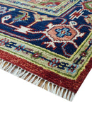Custom Made Traditional Serapi Rust And Blue Hand Knotted wool area rug