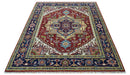 Custom Made Traditional Serapi Rust And Blue Hand Knotted wool area rug