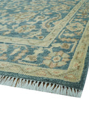 Custom Made Traditional Teal Oushak Hand Knotted Wool Rug