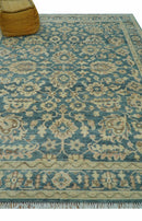 Custom Made Traditional Teal Oushak Hand Knotted Wool Rug