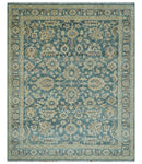 Custom Made Traditional Teal Oushak Hand Knotted Wool Rug