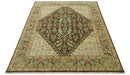 Custom Made Traditional Tribal Beige And Brown Hand Knotted wool area rug