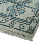 Custom Made Traditional Turkish Blue And Ivory Hand Knotted Wool Area Rug