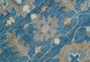 Custom Made Traditional Turkish Blue Hand knotted Wool Rug