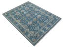 Custom Made Traditional Turkish Blue Hand knotted Wool Rug