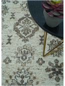 Custom Made Traditional Turkish Design Beige Hand Knotted Natural Wool Area Rug