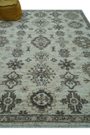 Custom Made Traditional Turkish Design Beige Hand Knotted Natural Wool Area Rug