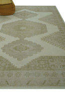 Custom Made Traditional Turkish Design Beige Hand knotted Wool Area Rug
