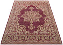 Custom Made Traditional Turkish Maroon And Beige Hand Knotted Wool Rug