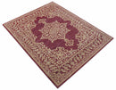 Custom Made Traditional Turkish Maroon And Beige Hand Knotted Wool Rug