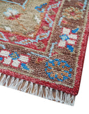 Custom Made Traditional Turkish Red And Brown Hand Knotted Wool Rug
