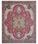 Custom Made Traditional Turkish Red And Brown Hand Knotted Wool Rug