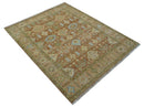 Custom Made Traditional Turkish Rust And Peach Hand Knotted Wool Area Rug