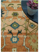Custom Made Transitional Peach and Blue Hand Tufted Wool Area Rug