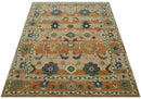 Custom Made Transitional Peach and Blue Hand Tufted Wool Area Rug