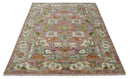 Custom Made Transitional Pink, Green and Ivory Turkish Design wool Area Rug