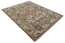 Custom Made Transitional Pink, Green and Ivory Turkish Design wool Area Rug