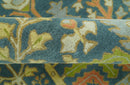 Custom Made Tree of Life Beige And Teal Floral Design Hand Tufted  Wool Area Rug
