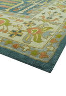 Custom Made Tree of Life Beige And Teal Floral Design Hand Tufted  Wool Area Rug