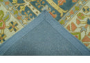 Custom Made Tree of Life Beige And Teal Floral Design Hand Tufted  Wool Area Rug